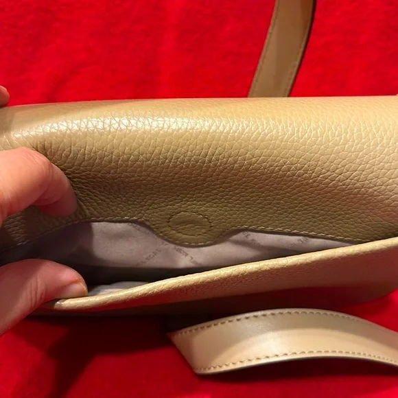 Price Firm Michael Kors Samira Tan Gold Studded Leather Flap Messenger Crossbody - Picture 9 of 13